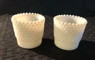 VINTAGE 2 PC SET NOBNAIL WHITE MILK GLASS VOTIVE CANDLE HOLDERS 2 Inch
