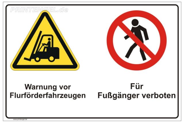 Schild Warnung vor Flurförderfahrzeugen für Fussgänger verboten Warnschild
