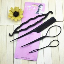 2 Set Hair Styling Tools Bun Maker Topsy Tail Hair Braid Comb DIY