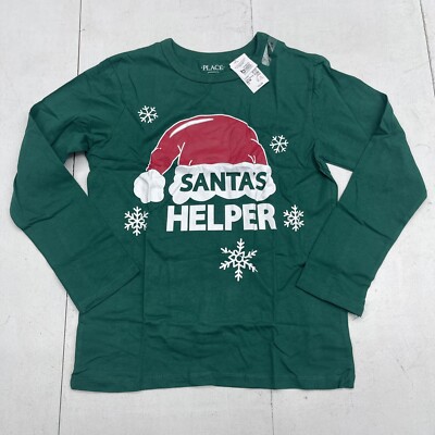 The Children's Place Green Santa's Helper Long Sleeve Youth Size