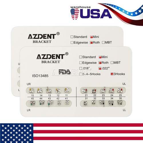 Dental Orthodontic Braces Brackets Mini Roth Slot.022 Hooks 345/Hooks 3 AZDENT - Picture 20 of 21