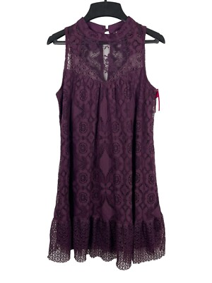 Xhilaration Purple Lace Overlay Halter Neck Sleeveless Dress S NWT | eBay