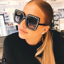 Fashionista Statement Sunglasses w Rhinestone Frame