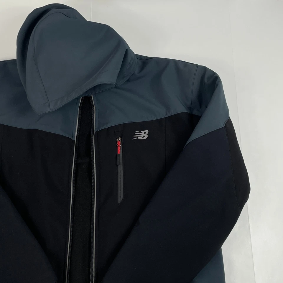 New Balance Jacket Mens Medium Black Hooded 3-1 Full Zip Fleece Liner Ski Hiking - Image 3 of 4