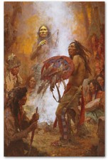 Transferring the Medicine Shield - by Howard Terpning -  giclee on canvas