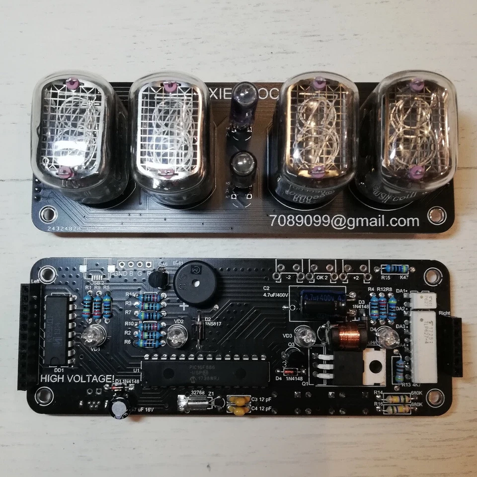DIY KIT with tubes Nixie Clock  4x IN-12 + INS-1 RGB Backlight Alarm *All parts* - Image 2 of 4
