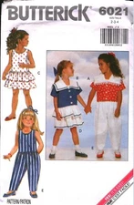 6021 Butterick Vintage SEWING Pattern Girls 1990s Jacket Dress Jumpsuit UNCUT 4