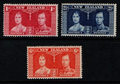 New Zealand 1937 King George VI Coronation SG599-601 MNH