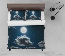 3D Starry Sky Moon Dark Clouds Quilt Cover Set Duvet Cover Bedding Pillowcases
