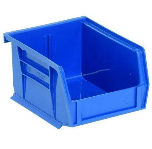 QUANTUM STORAGE SYSTEMS Storage Bin 5-3/8 x 4-1/8 x 3 inch Blue Plastic Small Parts Container Stackable