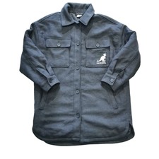 H&m X Kangol Jacket Charcoal Black Oversized Twill Shirt Button Shacket S Small