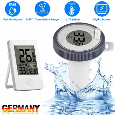 Thermometer Digital für Pool Wasser Wireless Poolthermometer Temperaturfühler DE