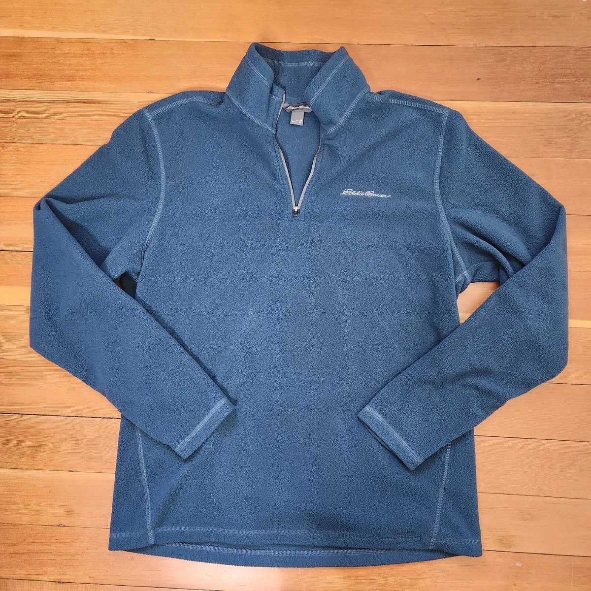 Eddie Bauer Fleece Pullover Shirt Jacket Mens M 1/4 Zip Blue Lightweight  Hiking