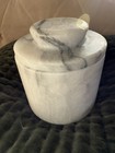 Marble Butter Crock Keeper Storage Gray White Stone Jar with Lid