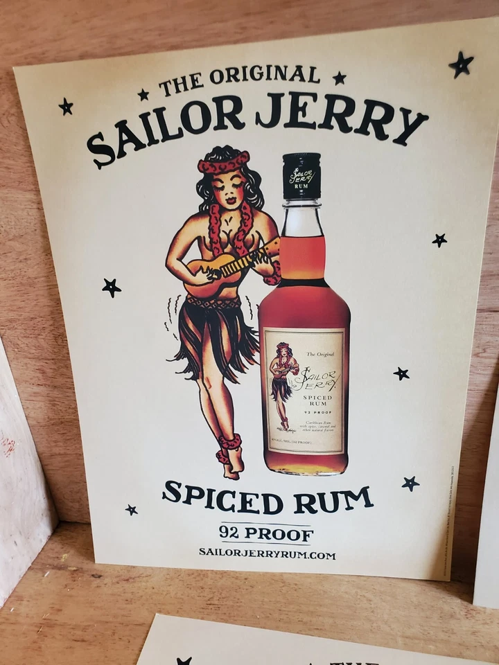 Sailor Jerry Rum Poster Print Complete Set of 5 Limited Ed 12" x 16" Tattoo Art - Image 2 of 4