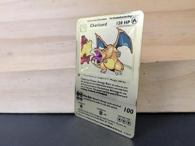 Metal Gold Card- Pokemon 1st Edition Base Set Shadowless Charizard Metal  DISPLAY | eBay