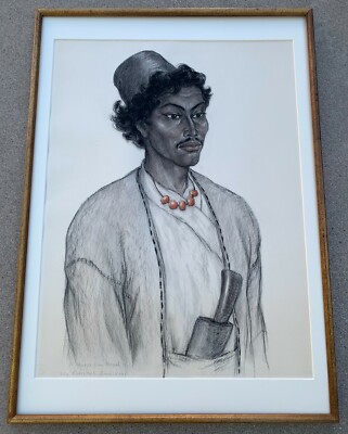 RARE, LILY EVERSDIJK-SMULDERS  ''A Sherpa / Nepal'' Original Chalk Crayon on Paper