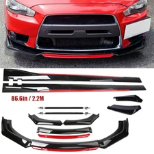 Front Bumper Lip Spoiler Splitter Body Side Skirt Gloss Black For Mitsubishi Lan