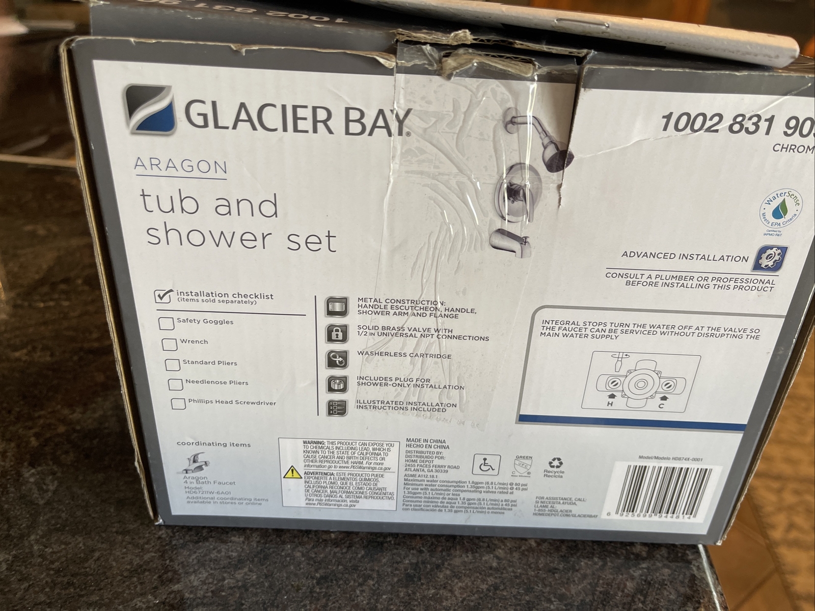 Glacier Bay Aragon SingleHandle 1Spray Tub and Shower Faucet in