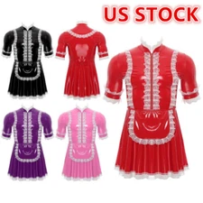 US Men's Dresses Patent Dress Up Bodycon Lingerie Halloween Uniform Short Outfit
