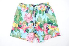 CLUB ROOM HAWAIIAN FLORAL TROPICAL PINK BLUE MEDIUM SWIM TRUNKS SHORTS MENS NEW
