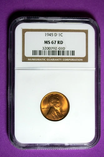 1945 D NGC MS67 RD Lincoln Wheat Cent #B28163