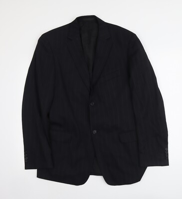 Escena Herren Anzugjacke schwarz gestreift Wollmischung Größe L Reg