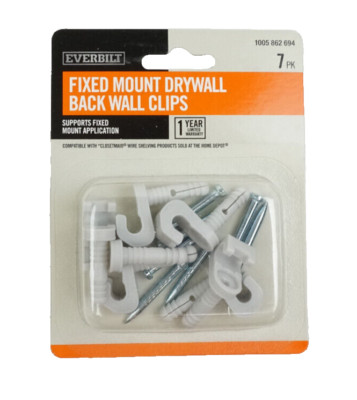 Everbilt Fixed Mount Drywall Back Wall Closet Shelving Clips 7 Pack 1005862694