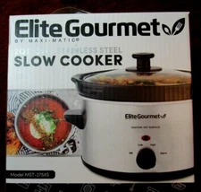 Maxi - Matic Elite Gourmet Electric Oval Stainless Steel Slow Cooker  2 qt. 