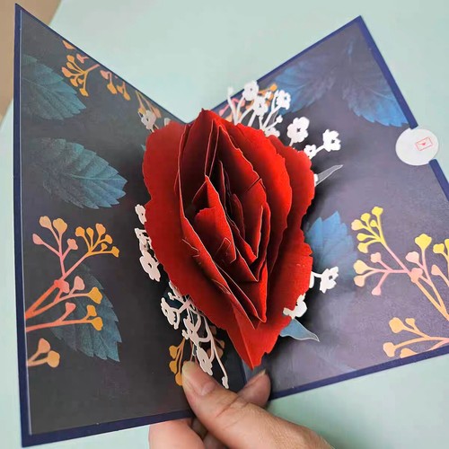 Geburtstagkarte 3D Rosen Pop-Up Karte Glückwunschkarte Grußkarte mit roter Rose - Bild 2 von 6