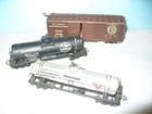 3-UNBRANDED HO 'Metal & Wood Freight Cars'-(2-Tank Cars +1-Boxcar)-RTR-no obs-VG — photo 2