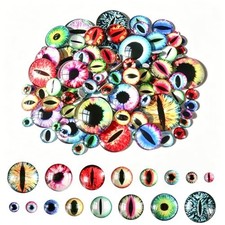 160pcs Glass Dragon Eyes Cabochons Assorted 8 Sizes Craft Supplies