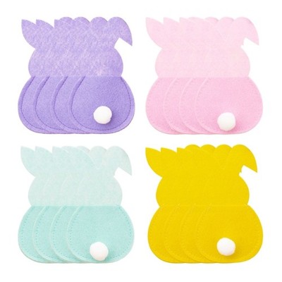 4Pcs Easter Rabbit Felt Cutlery Holder Bag Happy Easter Decorations for Cutlery