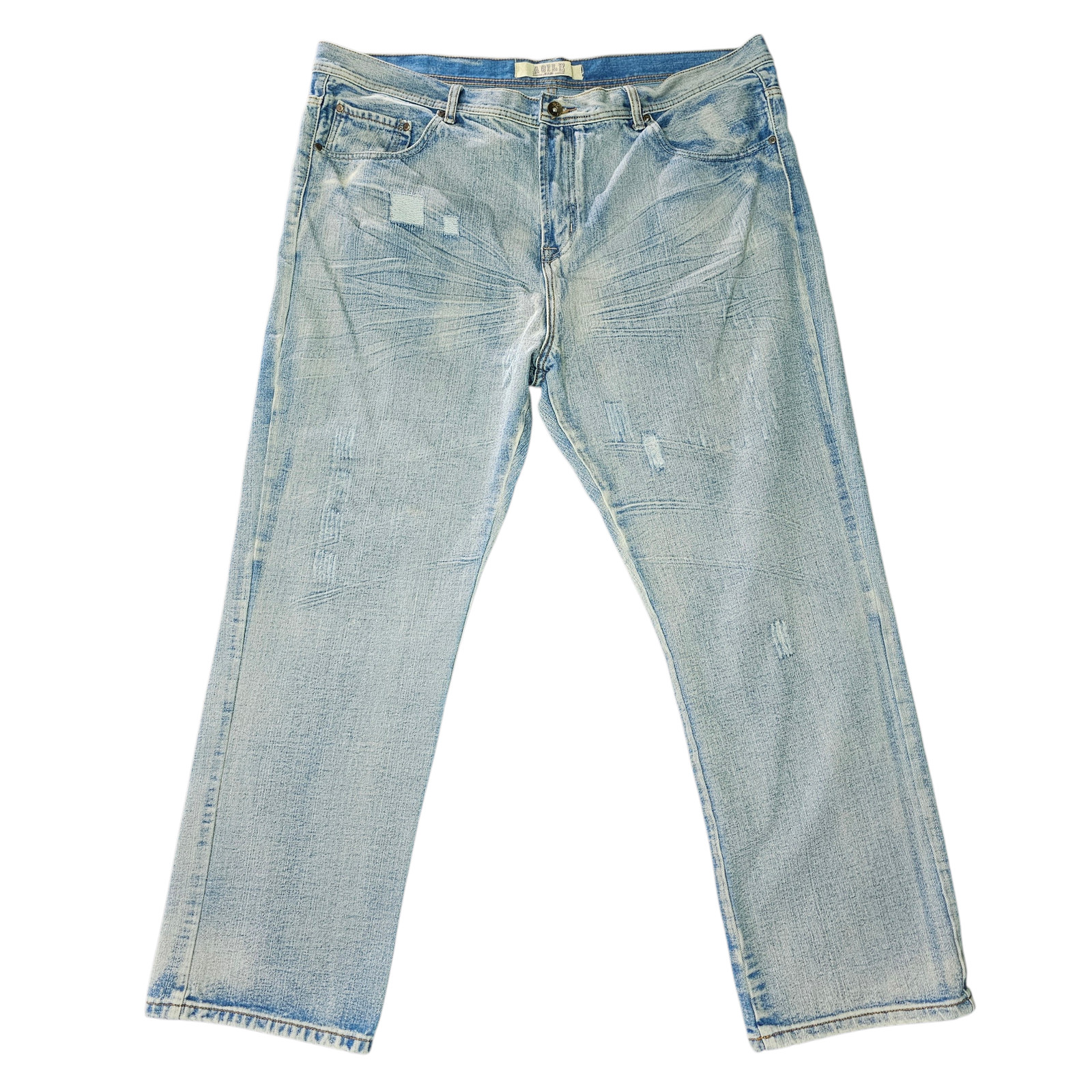 's Size 46 Light Wash Distressed Relaxed Fit Denim Jeans