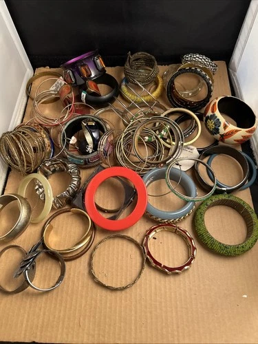 Vintage Lot of 4 Lbs Assorted Costume Jewelry Bangle Bracelets