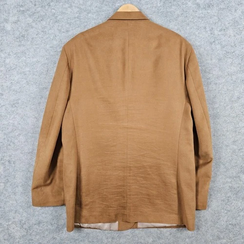 Norm Thompson Men's Tan Faux Suede Blazer Sport Coat Suit Jacket Size 46L FLAWS image 12