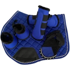 Western Horse Saddle Pad Set Matching Ear Bonnet Brushing Boots & Bell Boots