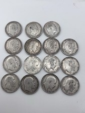 British Edward VII One Shilling Coins Lot, Mixed Dates, Uncertified 83.32g, .925