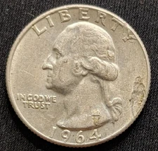 Planchet Flaws ~ 1964 D Washington Silver Quarter ~ Mint Error Variety 25c