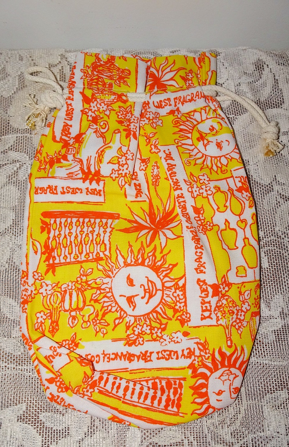 Vintage Key West Fragrances & Cosmetic Factory Drawstring Bag Susie Zuzek