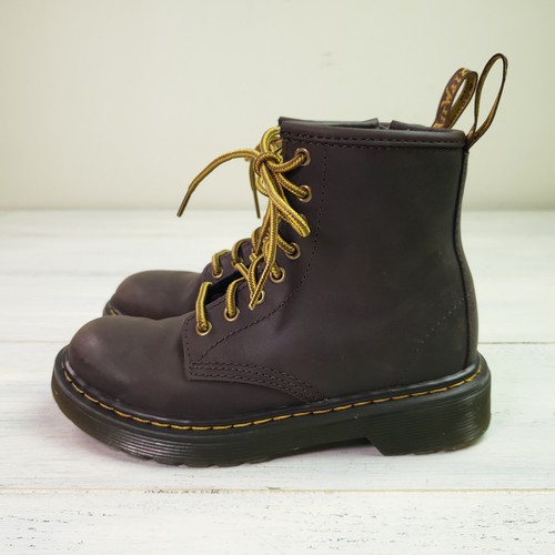 Dr. Martens Doc 1460 J Kampfstiefel Kinder Jugend Größe 12 braun Leder Reißverschluss