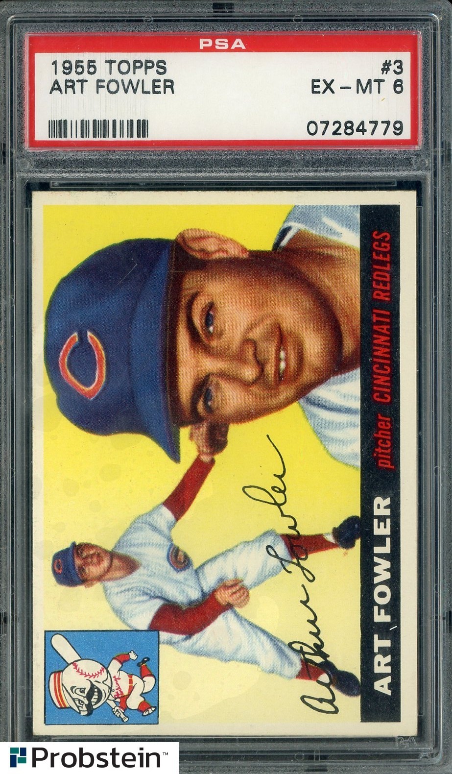 1955 Topps #3 Art Fowler Cincinnati Reds PSA 6 EX-MT