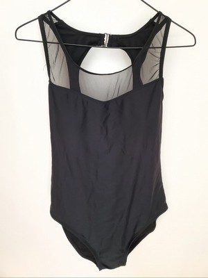 Catalina Women's 1 Piece Swim Suit L (12-14) Black Sheer Element