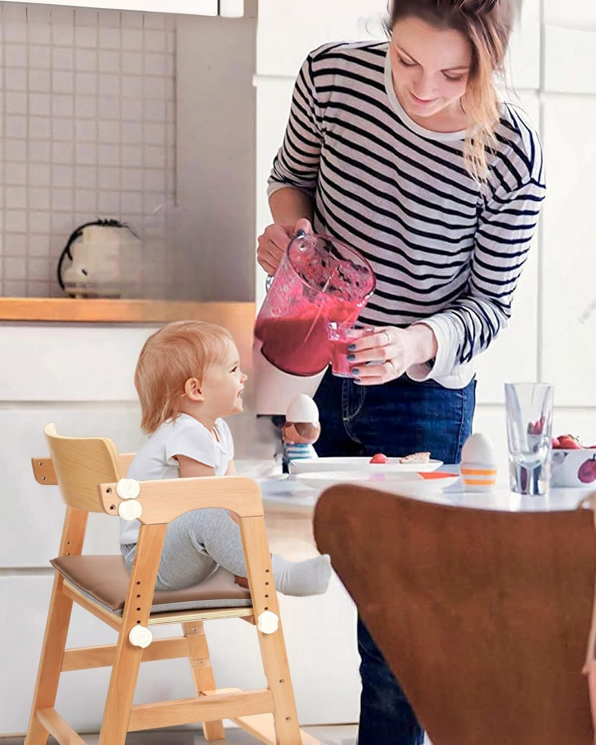 Wooden High Chair for Toddlers, Kids Restaurant High Chair Wood for Dining and S