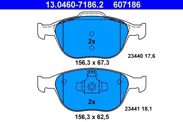 ATE Bremsbelagsatz, Scheibenbremse 13.0460-7186.2 FüR Ford-image