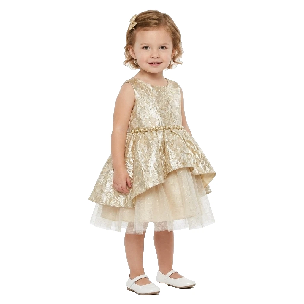 rare editions gold dress Rare Editions GOLD Big Girls Gold Brocade Floral Embroidered Dress, US 10