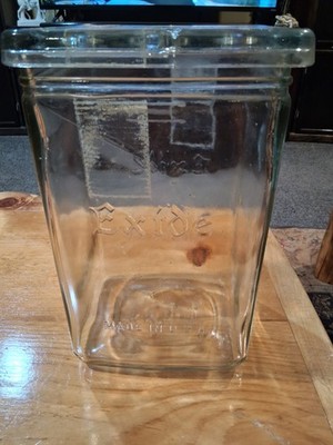 Exide Glass Battery Jar with Lid Made in USA