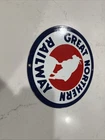 Vintage Great Northern Railway Heavy Metal Enamel Porcelain Sign train gas oil