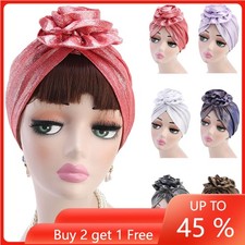 Muslim Women Flower Twist Knot Head Wrap Turban Chemo Cap Bonnet Hijab Scarf Hat