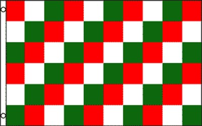 RED WHITE AND GREEN CHECKERED POLY 3' X 5' FLAG